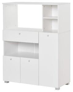 Mobile da Cucina Credenza con Armadietto Mensola e Cassetto 90x40x120 cm in Legno Bianco