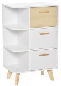 Mobile Multiuso 3 Cassetti 3 Ripiani 60x40x100 cm in Legno Bianco