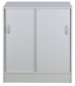 Mobiile 2 Ante Scorrevoli 3 Ripiani 60x30x71 cm in PB e Carta Bianco