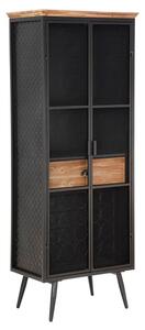 Mobile Iron School Grid 63x38,5x164 cm in Ferro e Legno di Abete Nero e Marrone