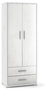 Armadio 2 Ante 2 Cassetti 71x182x41 cm Ossido Bianco