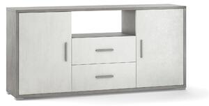 Mobile 2 Ante 2 Cassetti 174x84x41 cm Cemento/Ossido Bianco