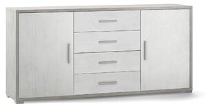 Mobile 2 Ante 4 Cassetti 174x84x41 cm Cemento/Ossido Bianco