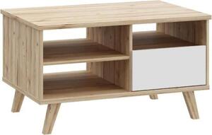 Tavolino - VANKKA - Rettangolare - Rovere / Bianco opaco - Gambe di legno - 90 x 60 x 51,8 cm