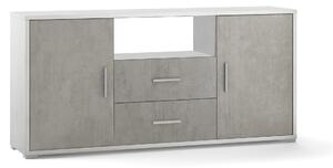 Mobile 2 Ante 2 Cassetti 174x84x41 cm Ossido Bianco/Cemento