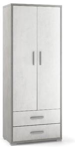 Armadio 2 Ante 2 Cassetti 71x182x41 cm Cemento/Ossido Bianco