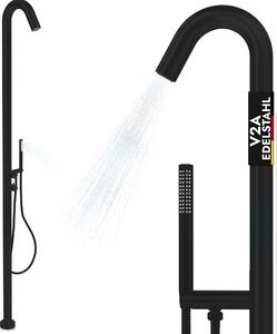 Doccia per piscina V2A in acciaio inox con doccetta 2 attacchi acqua calda e fredda doccia esterna sauna giardino doccia esterna nera
