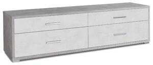 Mobile con 4 Cassetti 179x50x47 cm Cemento/Ossido Bianco