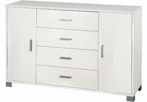 Mobile 2 Ante 4 Cassetti 136x86x41 cm Bianco Fiammato