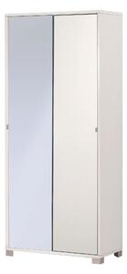 Armadio 2 Ante Scorrevoli con Specchio 82x190x41 cm Bianco Fiammato