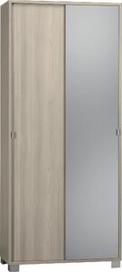 Armadio 2 Ante Scorrevoli con Specchio 82x190x41 cm Olmo Chiaro