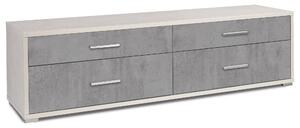 Mobile con 4 Cassetti 179x50x47 cm Ossido Bianco/Cemento