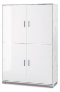 Mobile 4 Ante 107x162x41 cm Bianco Fiammato/Bianco Lucido