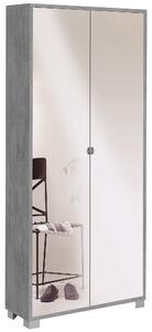 Armadio 2 Ante con Specchio 83x190x29 cm Cemento