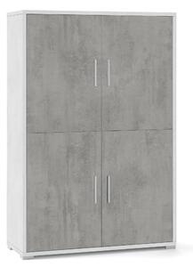 Mobile con 4 Ante 108x161x41 cm Ossido Bianco/Cemento
