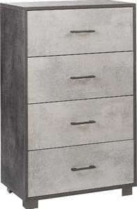 Mobile 4 Cassetti 70x112x41 cm Ossido Nero/Cemento