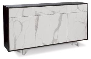 Mobile 3 Ante 3 Cassetti 164x92x41 cm Ossido Nero/Marmo Calacatta