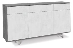 Mobile 3 Ante 3 Cassetti 164x92x41 cm Cemento/Ossido Bianco