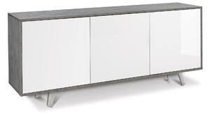 Mobile 3 Ante 177x74x41 cm Cemento/Bianco Lucido