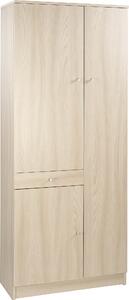 Armadio 3 Ante 1 Cassetto 77x183x34 cm Olmo Chiaro