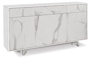 Mobile 3 Ante 3 Cassetti 164x92x41 cm Ossido Bianco/Marmo Calacatta