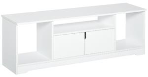 Mobile Porta TV fino a 42" 120x30x41 cm con Armadietto e Ripiani in Legno Bianco