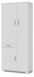Armadio 3 Ante 1 Cassetto 77x178x34 cm Bianco Fiammato