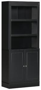 Credenza Alta 2 Ante 3 Ripiani 74,6x35,5x182,5cm in Legno Nero