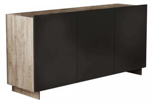 Credenza Carlile Antracite e Rovere Chiaro 150x40x76 h cm in Truciolare bilaminato Nero