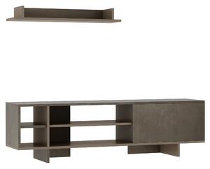 Mobile TV 160x35,6x44 cm con Armadietto e Mensola in Legno Grigio