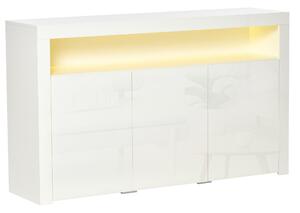 Credenza Moderna 3 Ante con Luci LED 155x40x92 cm in Legno Bianco
