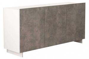 Credenza Carlile Bianco e Grigio Effetto Cemento 150x40x76 h cm in Truciolare bilaminato Marmo