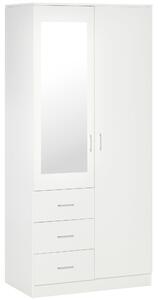 Armadio Moderno con Guardaroba 2 Ante 80x50x180 cm in Legno truciolare e Vetro Bianco