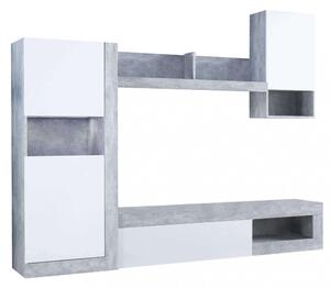 Parete Attrezzata Soggiorno Roomy 255x40x200 h cm in Truciolare bilaminato Bianco