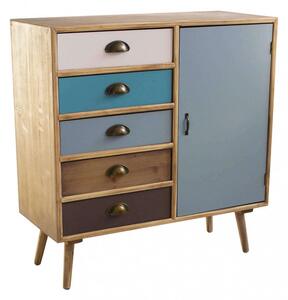 Mobiletto Levis 80x35x85 h cm in Legno Multicolor
