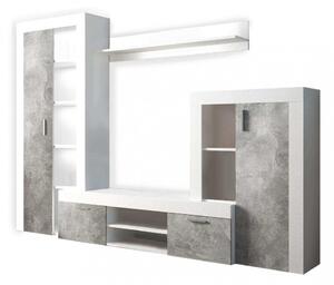 Parete Attrezzata Soggiorno Nobel 263x40x200 h cm in Truciolare bilaminato Bianco