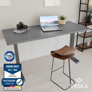 Scrivania regolabile in altezza (140 x 70 cm) - Scrivania per lavorare seduti o in piedi - Scrivania da ufficio regolabile elettricamente in altezza con touchscreen e gambe in acciaio - Antracite/Pietra antracite