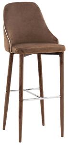Sgabello Alto 45x50x110 cm in Tessuto Vellutato New Plana Plus Cappuccino