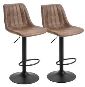 Set 2 Sgabelli Imbottiti 43x46,5x91-10 cm in Similpelle Marrone