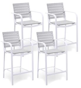 Set 4 Sgabelli da Bar 55,5x54,5x107 cm in Alluminio Kraus Modigliani Bianchi e Grigi