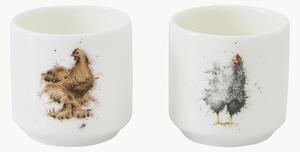 Set di 2 portauova in Fine Bone China
