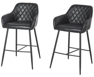 Set 2 Sgabelli Imbottiti 55,5x57,5x93 cm Neri