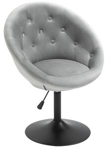 Sgabello Imbottito 66x60x82-94 cm in Poliestere Effetto Velluto Grigio
