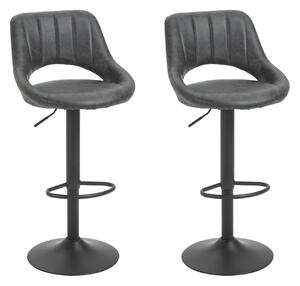 Set 2 Sgabelli Imbottite da Bar 44x49x90-110 cm in Similpelle Grigio