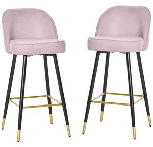 Set 2 Sgabelli da Bar 55x44,5x101 cm in Poliestere Rosa