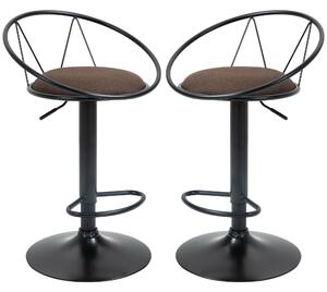 Set 2 Sgabelli da Bar 51x46x78/100 cm in Metallo Nero e Marrone