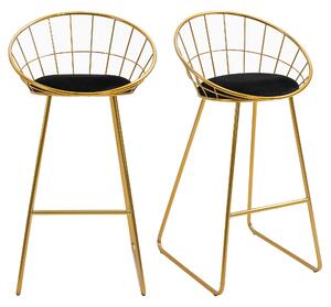 Set 2 Sgabelli Alti da Bar 52,5x47x97 cm in Metallo Oro
