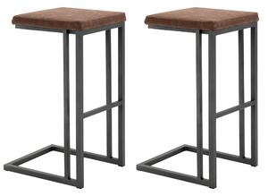 Set 2 Sgabelli da Bar 40,5x43x76 cm in Similpelle e Metallo Marrone