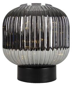 Lampada da tavolo Art Déco nera con vetro fumé e cavo E27 incluso - Karel