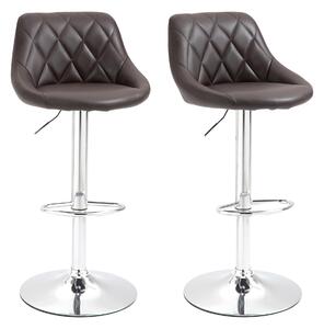 Set 2 Sgabelli da Bar 51,5x48x83-104 cm in Similpelle Marrone